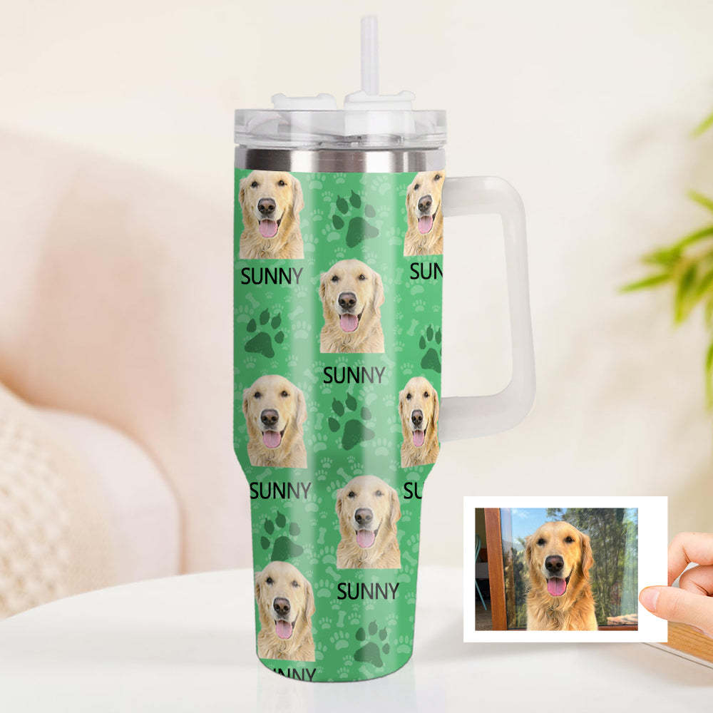 Personalisierter Hund Foto Edelstahlbecher mit Griff Individuelle Hund Foto Tasse 1,2L Becher Weihnachtsgeschenk