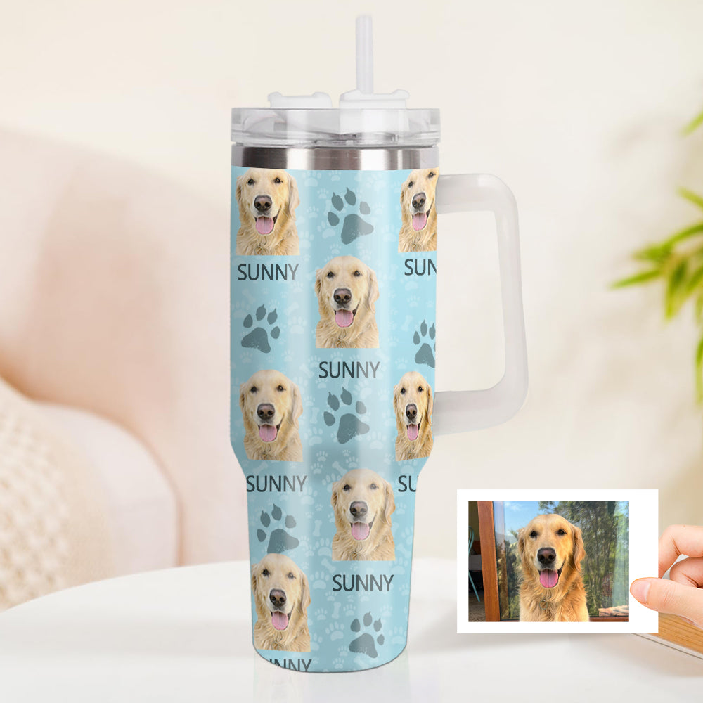 Personalisierter Hund Foto Edelstahlbecher mit Griff Individuelle Hund Foto Tasse 1,2L Becher Weihnachtsgeschenk