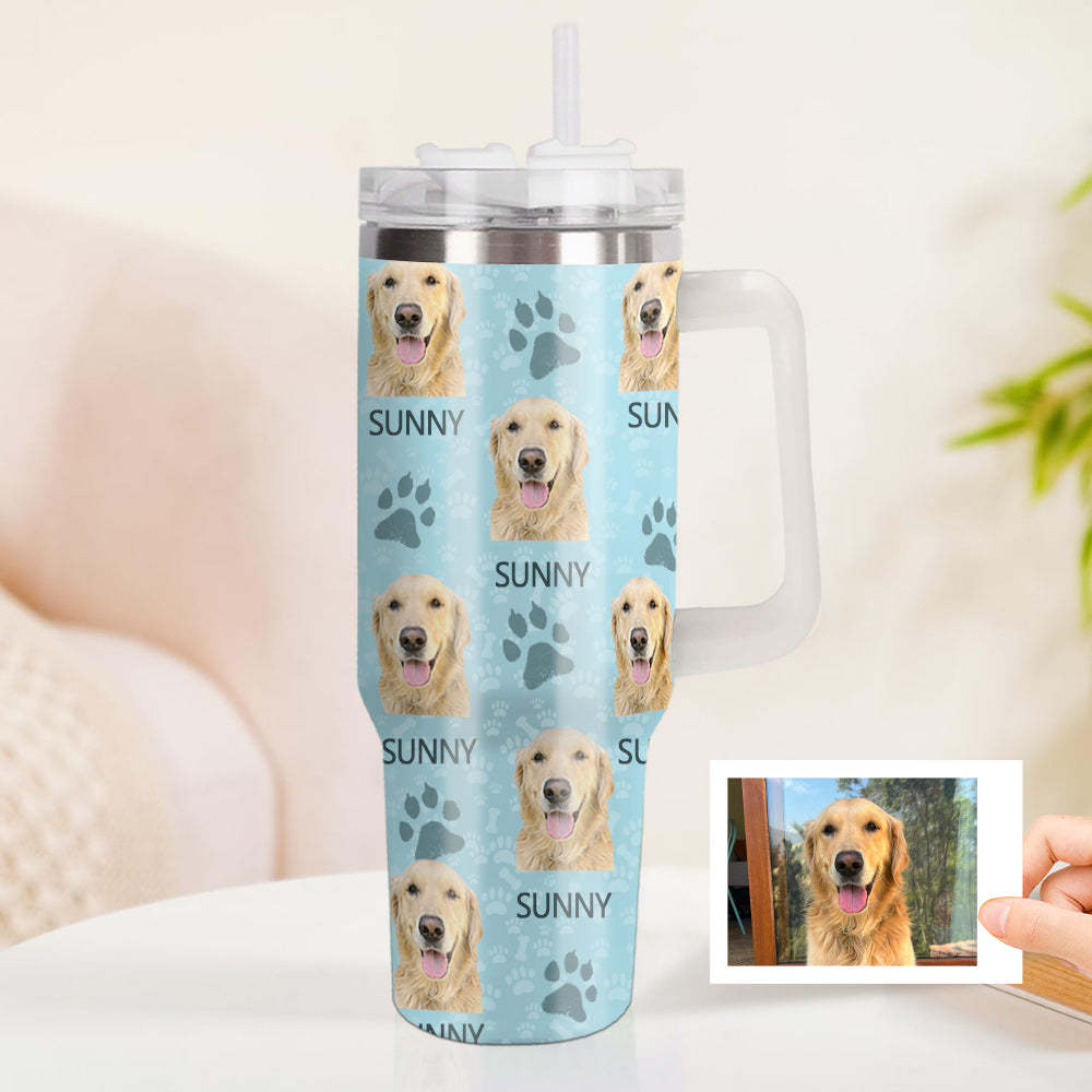 Personalisierter Hund Foto Edelstahlbecher mit Griff Individuelle Hund Foto Tasse 1,2L Becher Weihnachtsgeschenk