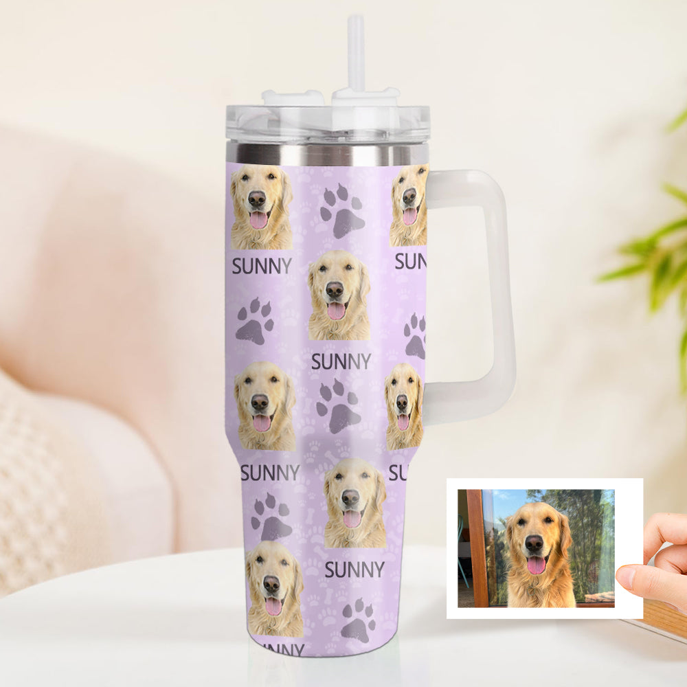 Personalisierter Hund Foto Edelstahlbecher mit Griff Individuelle Hund Foto Tasse 1,2L Becher Weihnachtsgeschenk