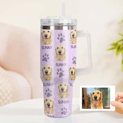 Personalisierter Hund Foto Edelstahlbecher mit Griff Individuelle Hund Foto Tasse 1,2L Becher Weihnachtsgeschenk
