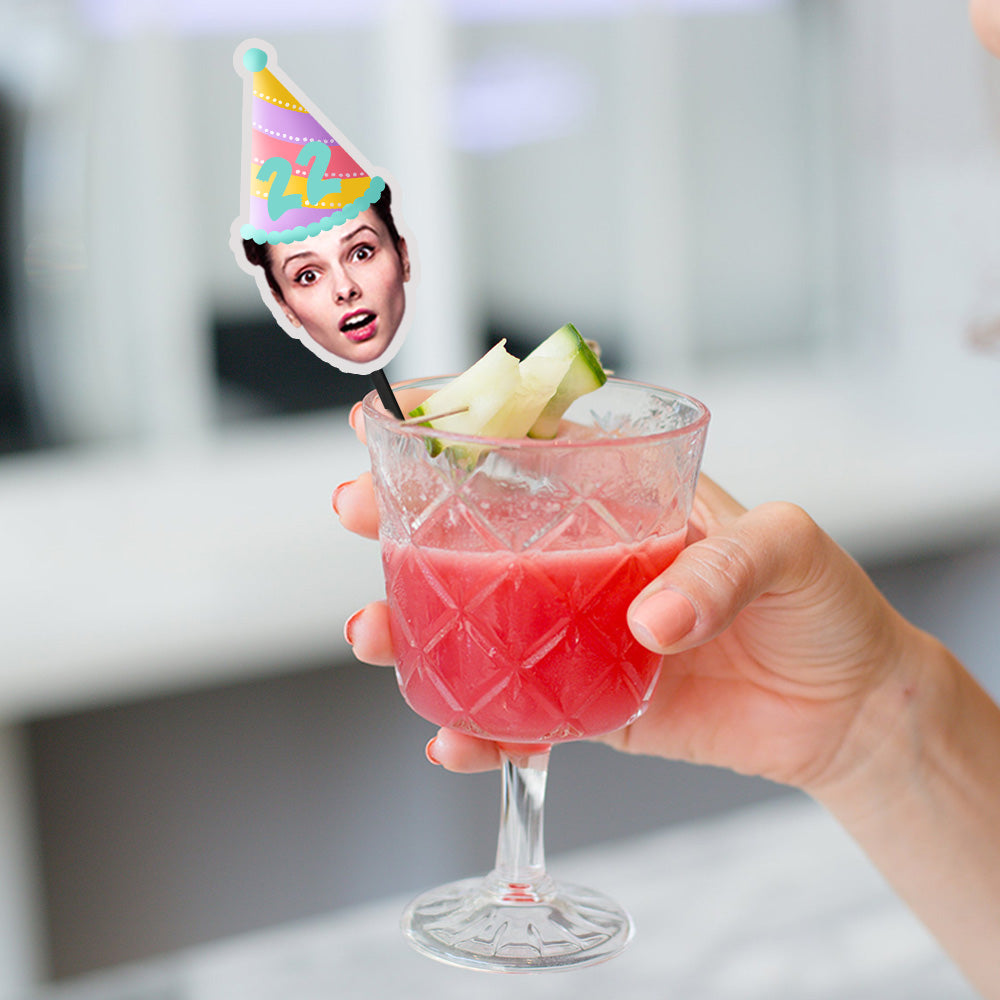 Personalisierte Getränkerührstäbchen mit Foto für Geburtstag Stirn Sticks Individuelle Getränkerührstäbchen für Geburtstagsfeiern