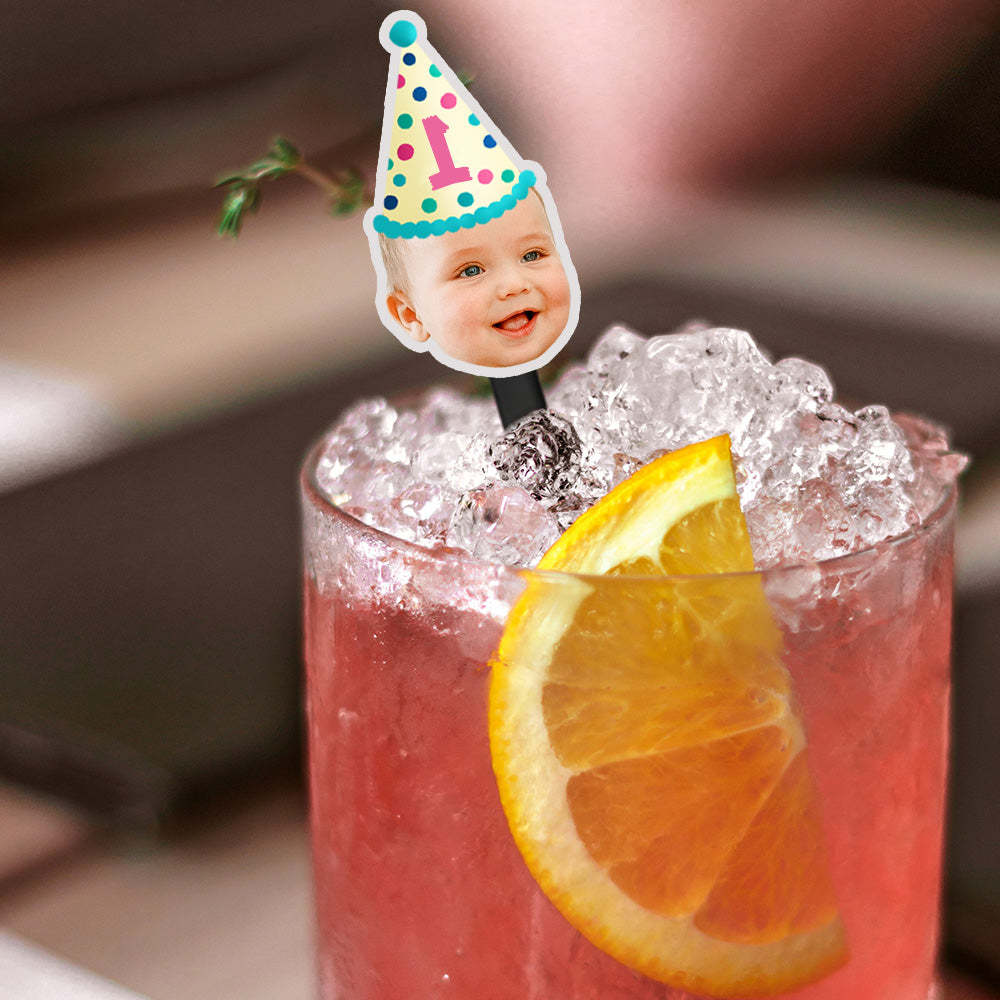 Personalisierte Getränkerührstäbchen mit Foto für Geburtstag Stirn Sticks Individuelle Getränkerührstäbchen für Geburtstagsfeiern