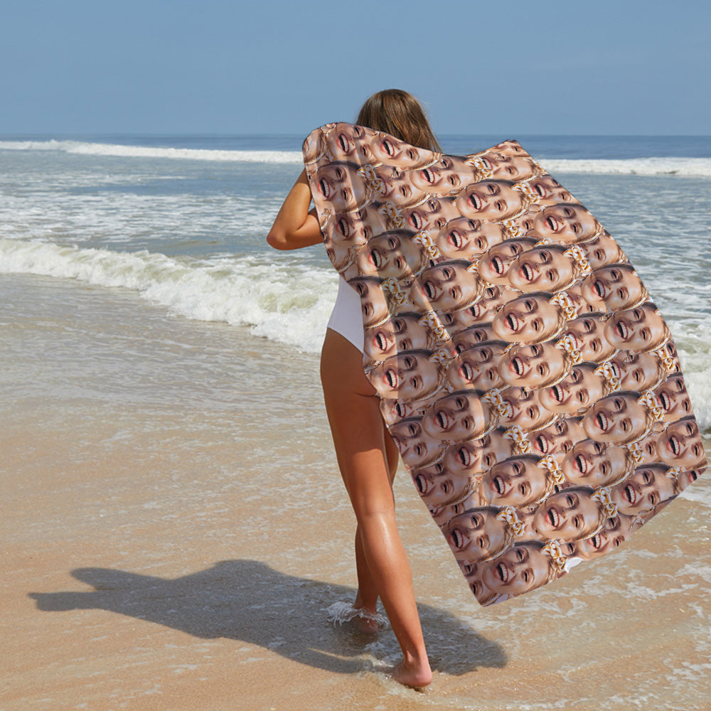 Personalisiertes Sommer Strandtuch mit Bild Lustiges Geschenk