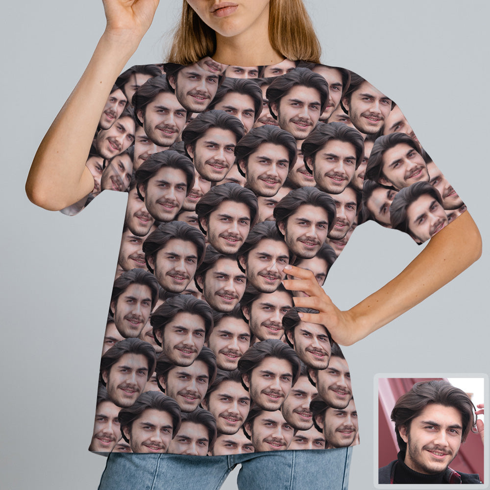 Personalisierte Gesicht T-Shirt Custom Kurzarm T-Shirt Gesicht Aufdruck auf T-Shirt Foto Shirt Weihnachtsgeschenk