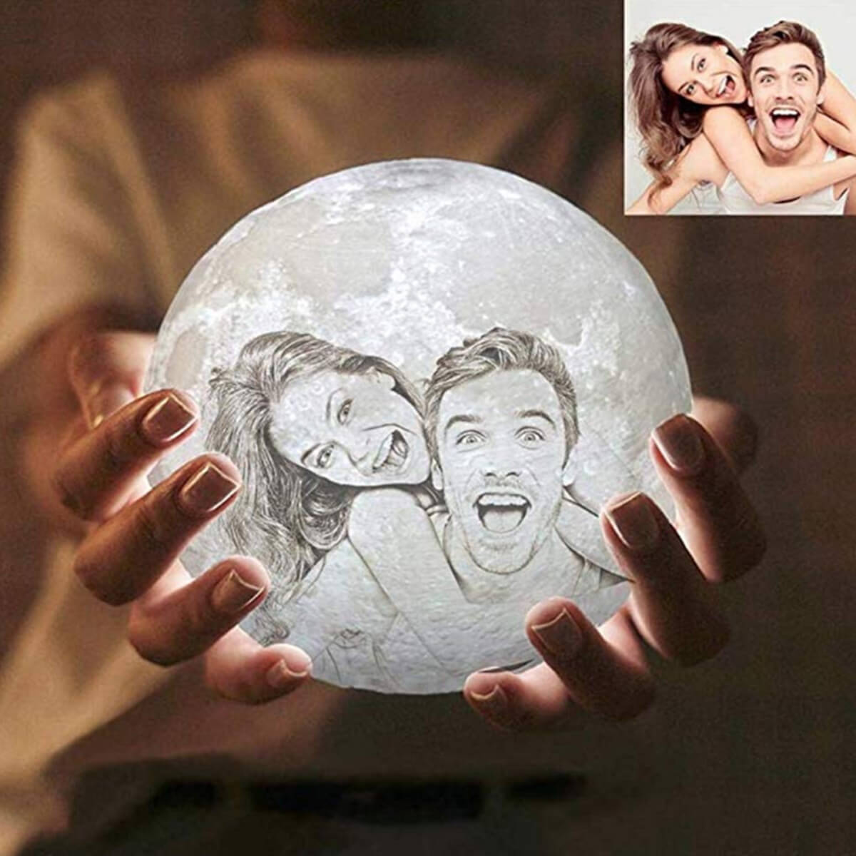 Personalisierte Foto Mondlampe 3D Gravur Mondlicht mit 2 Farben oder 16 Farben