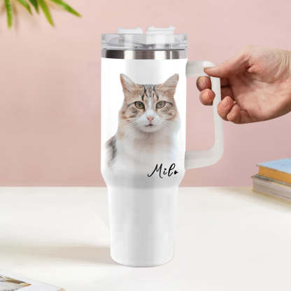 Personalisierter Haustier Foto Edelstahlbecher mit Griff Individuelle Haustier Foto Tasse 1,2L Becher Weihnachtsgeschenk