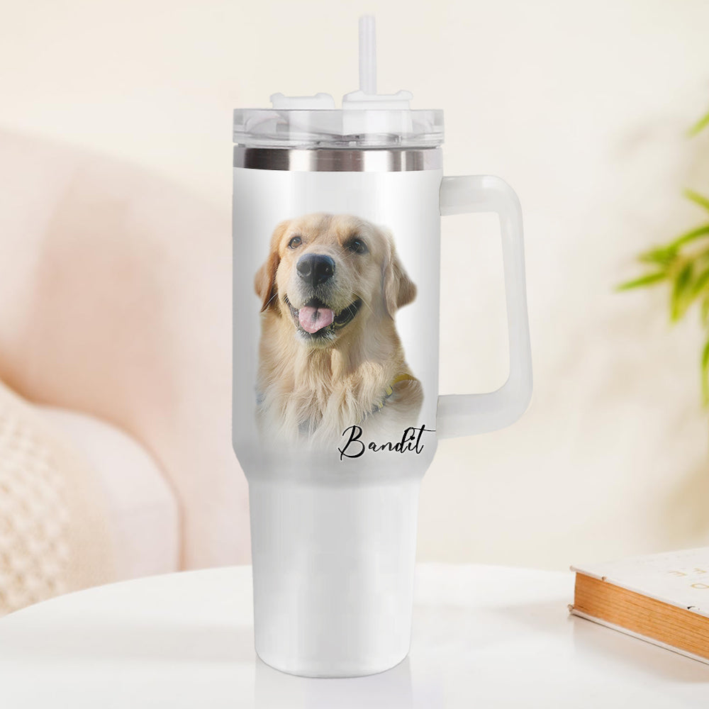 Personalisierter Haustier Foto Edelstahlbecher mit Griff Individuelle Haustier Foto Tasse 1,2L Becher Weihnachtsgeschenk