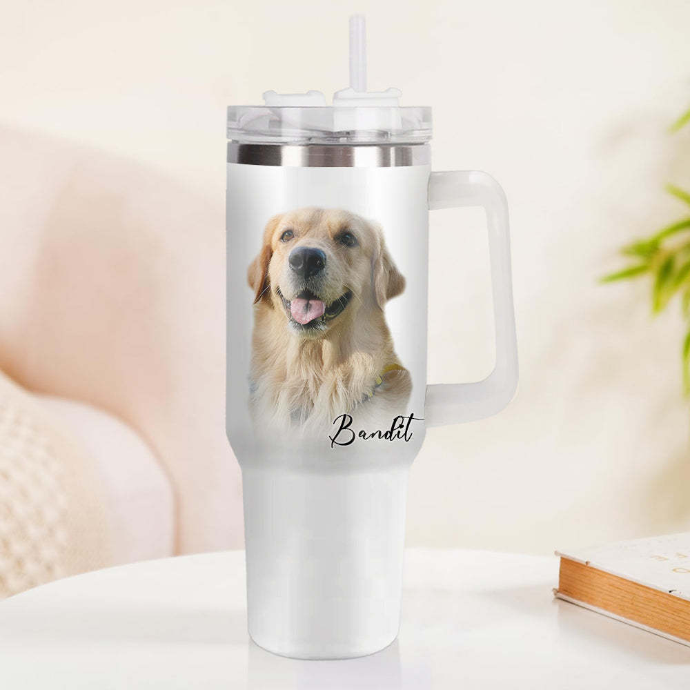 Personalisierter Haustier Foto Edelstahlbecher mit Griff Individuelle Haustier Foto Tasse 1,2L Becher Weihnachtsgeschenk