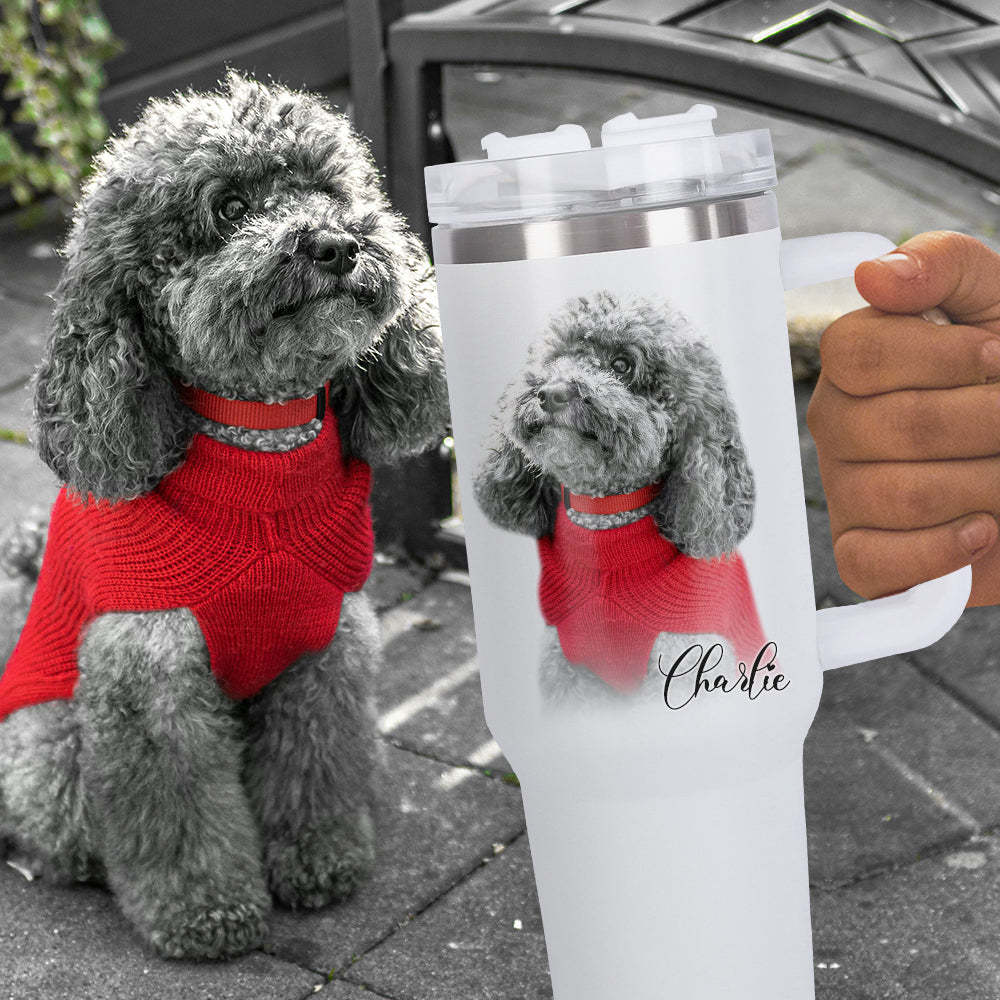 Personalisierter Haustier Foto Edelstahlbecher mit Griff Individuelle 