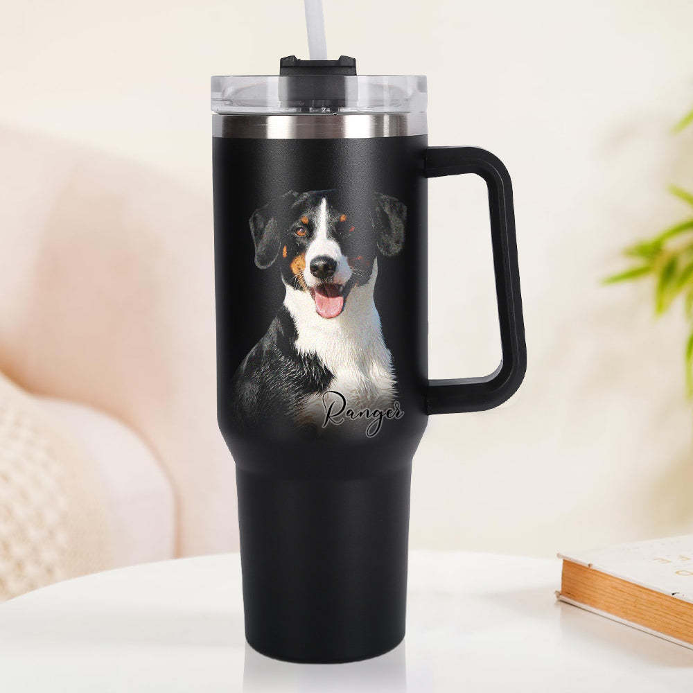 Personalisierter Haustier Foto Edelstahlbecher mit Griff Individuelle Haustier Foto Tasse 1,2L Becher Weihnachtsgeschenk