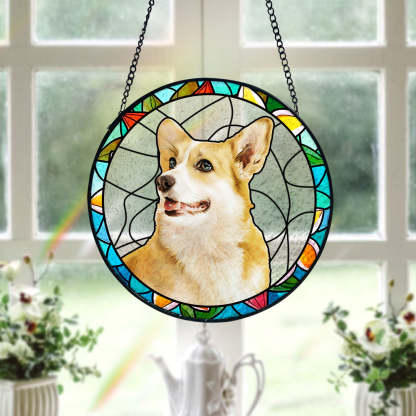Personalisierter Haustier Sonnenfänger Hund Buntglas Andenken Geschenk Individueller Katzen Fensteranhänger