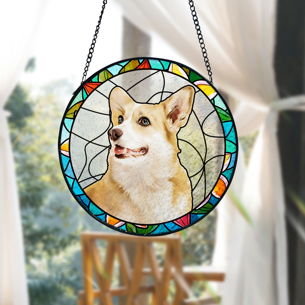 Personalisierter Haustier Sonnenfänger Hund Buntglas Andenken Geschenk Individueller Katzen Fensteranhänger