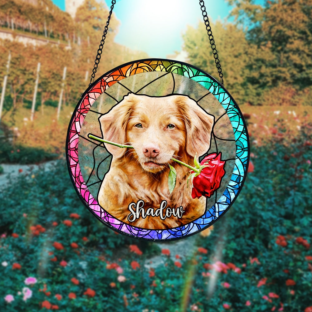 Personalisierter Haustier Sonnenfänger Hund Buntglas Andenken Geschenk Individueller Katzen Fensteranhänger