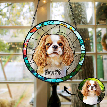 Personalisierter Haustier Sonnenfänger Hund Buntglas Andenken Geschenk Individueller Katzen Fensteranhänger