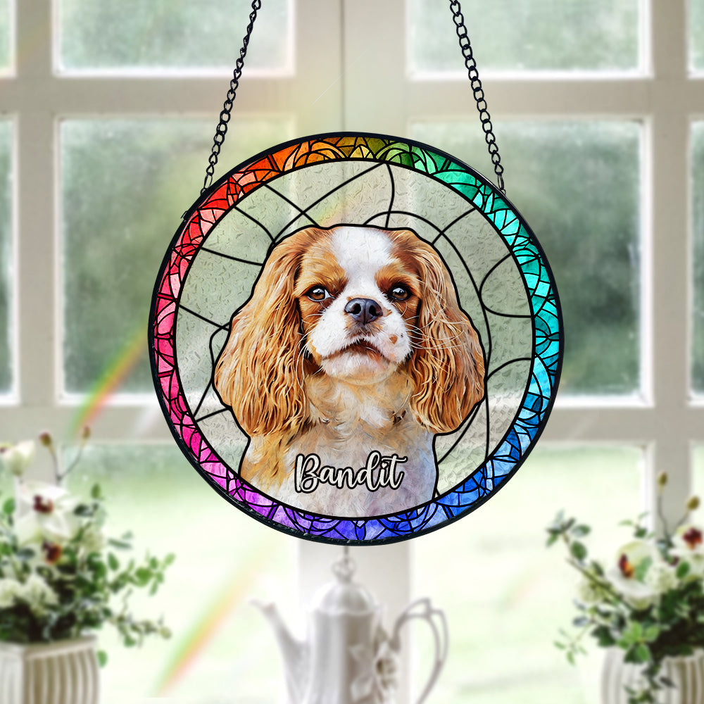 Personalisierter Haustier Sonnenfänger Hund Buntglas Andenken Geschenk Individueller Katzen Fensteranhänger