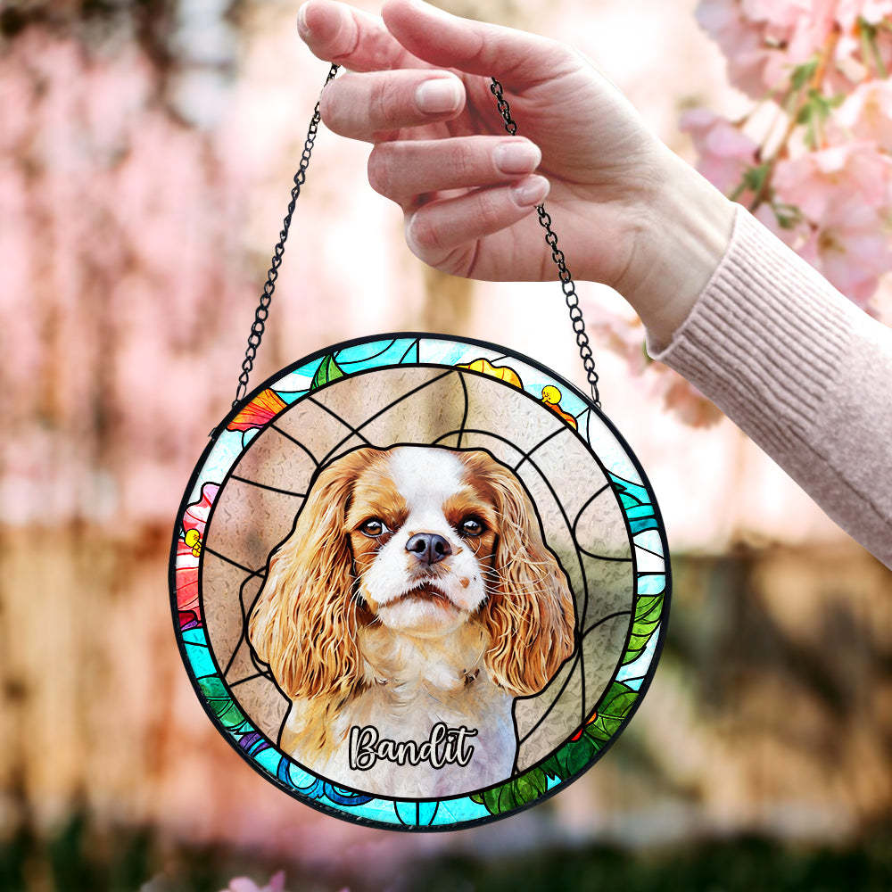 Personalisierter Haustier Sonnenfänger Hund Buntglas Andenken Geschenk Individueller Katzen Fensteranhänger