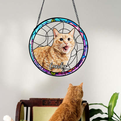 Personalisierter Haustier Sonnenfänger Hund Buntglas Andenken Geschenk Individueller Katzen Fensteranhänger