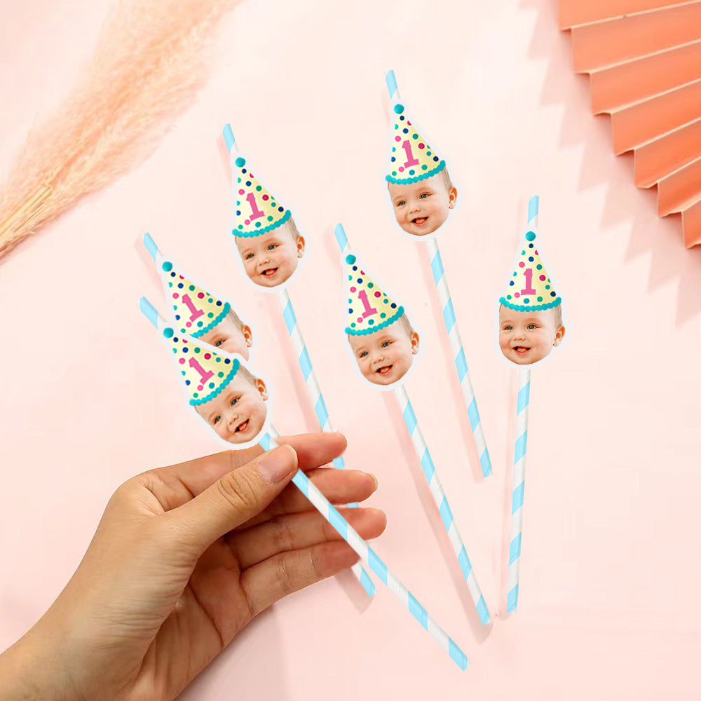 Personalisierte Trinkhalme mit Gesicht Foto Trinkhalme für Geburtstagsfeier Individuelle Trinkhalme für Geburtstagsfeier