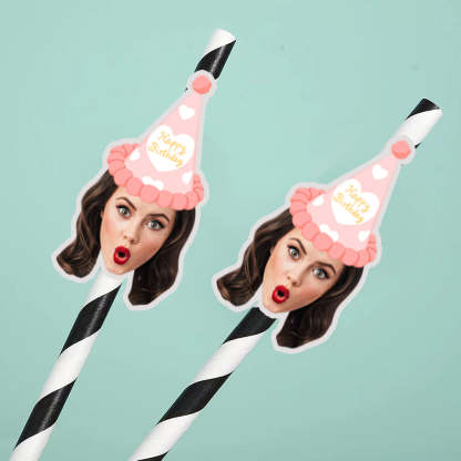 Personalisierte Trinkhalme mit Gesicht Foto Trinkhalme für Geburtstagsfeier Individuelle Trinkhalme für Geburtstagsfeier