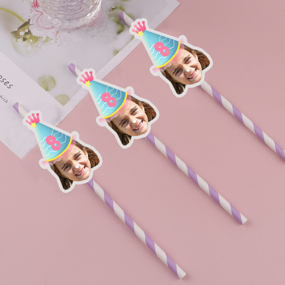 Personalisierte Trinkhalme mit Gesicht Foto Trinkhalme für Geburtstagsfeier Individuelle Trinkhalme für Geburtstagsfeier