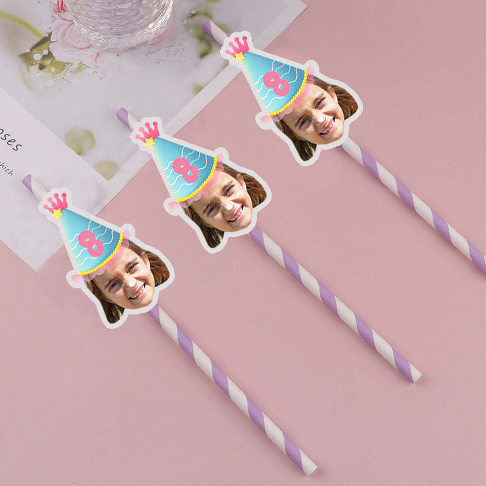 Personalisierte Trinkhalme mit Gesicht Foto Trinkhalme für Geburtstagsfeier Individuelle Trinkhalme für Geburtstagsfeier