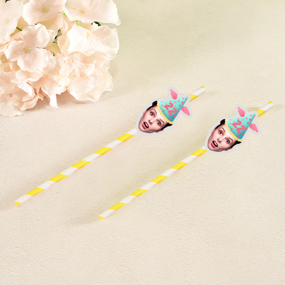 Personalisierte Trinkhalme mit Gesicht Foto Trinkhalme für Geburtstagsfeier Individuelle Trinkhalme für Geburtstagsfeier