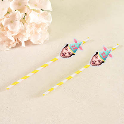 Personalisierte Trinkhalme mit Gesicht Foto Trinkhalme für Geburtstagsfeier Individuelle Trinkhalme für Geburtstagsfeier