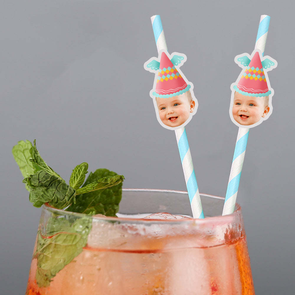 Personalisierte Trinkhalme mit Gesicht Foto Trinkhalme für Geburtstagsfeier Individuelle Trinkhalme für Geburtstagsfeier