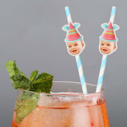 Personalisierte Trinkhalme mit Gesicht Foto Trinkhalme für Geburtstagsfeier Individuelle Trinkhalme für Geburtstagsfeier