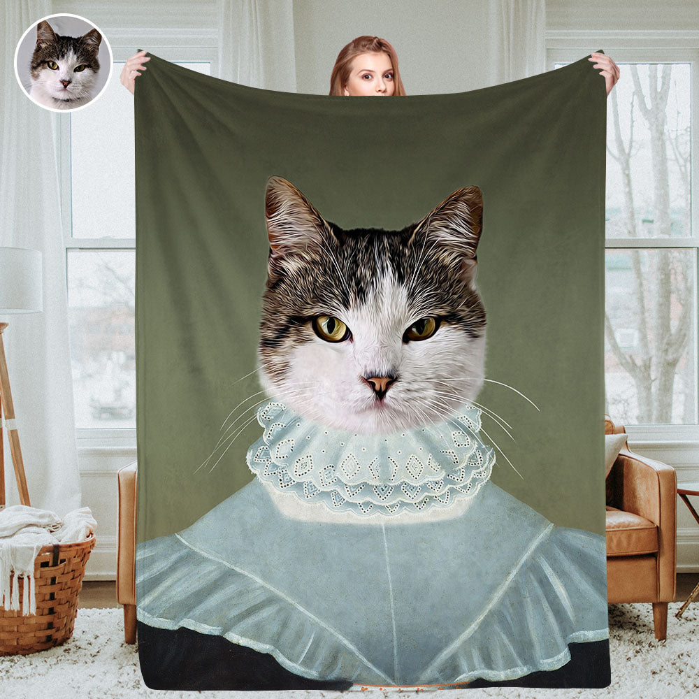 Personalisierte Haustierporträtdecken Individuelle königliche Haustierfoto-Decken Fleece Wurfdecke Weihnachtsgeschenk