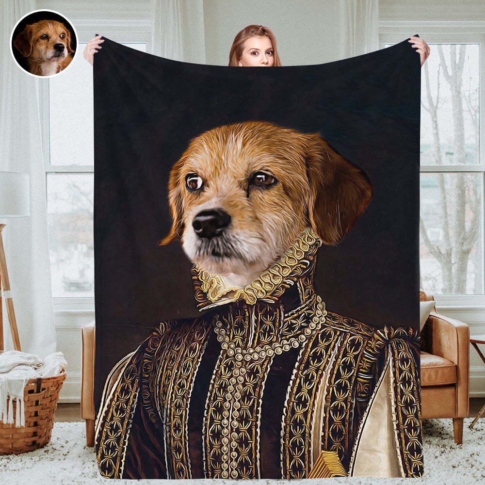 Personalisierte königliche Haustierporträtdecken Individuelle Haustierkostümfoto-Decken Wurfdecke
