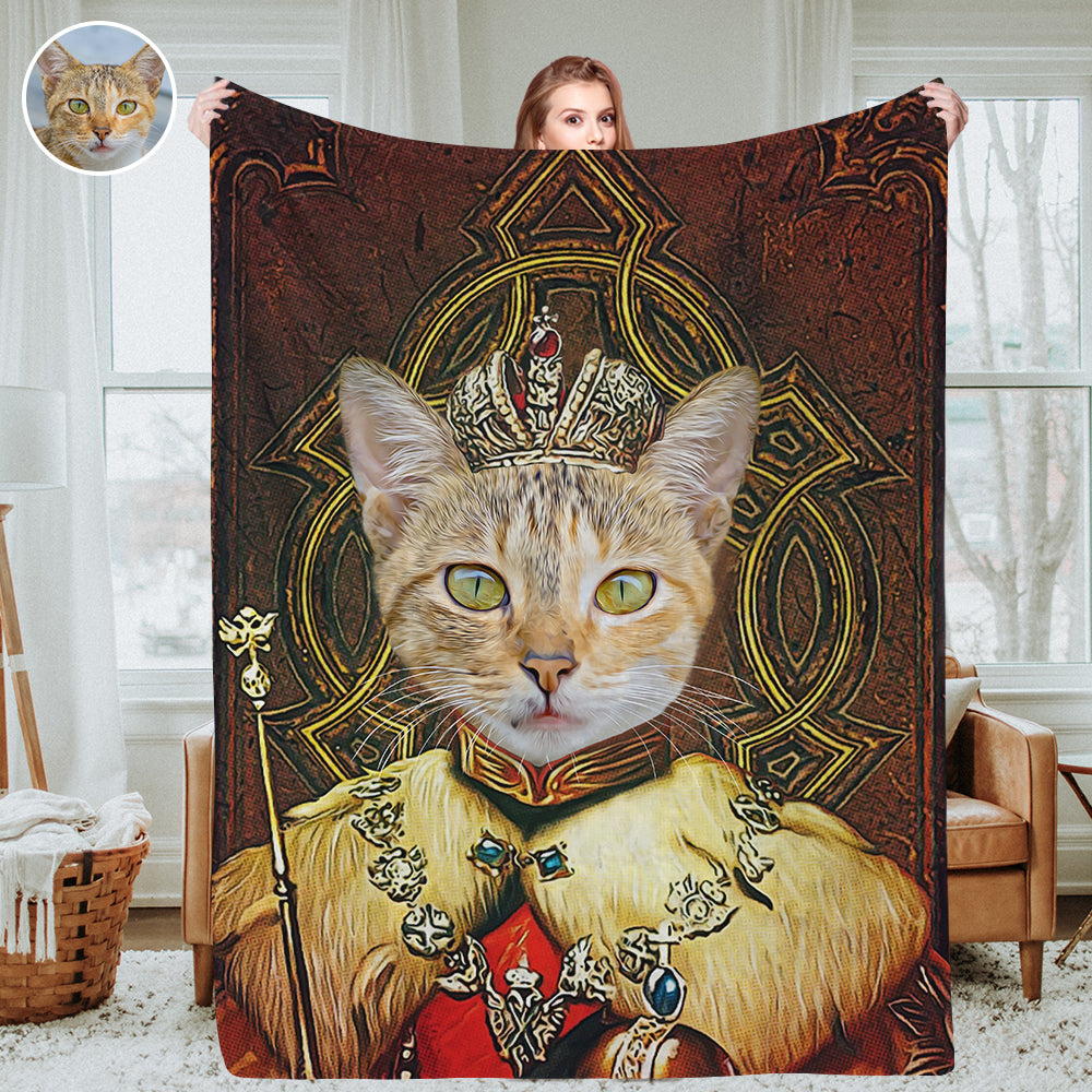 Personalisierte königliche Haustierporträtdecken Individuelle Haustierkostümfoto-Decken Wurfdecke