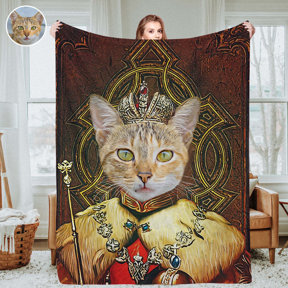 Personalisierte königliche Haustierporträtdecken Individuelle Haustierkostümfoto-Decken Wurfdecke
