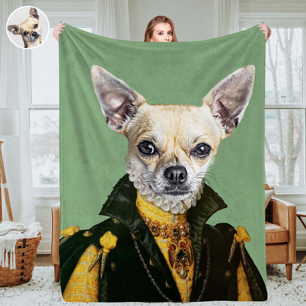 Personalisierte königliche Haustierporträtdecken Individuelle Haustierkostümfoto-Decken Wurfdecke