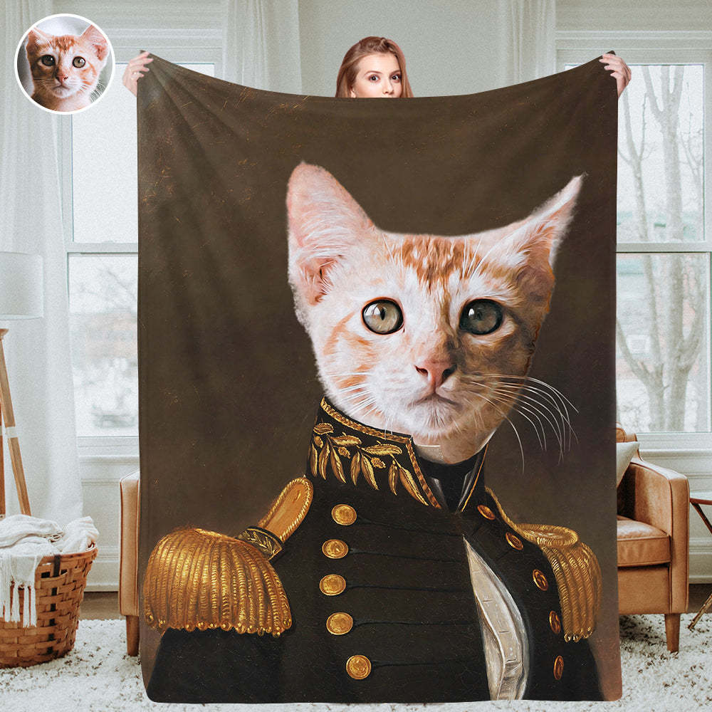 Personalisierte königliche Haustierporträtdecken Individuelle Haustierfoto-Decken Wurfdecke