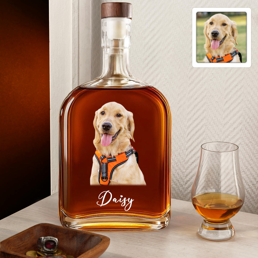 Personalisierte Whiskeyflasche mit Haustierfoto Geschenk für Männer und Ehemann zu Weihnachten