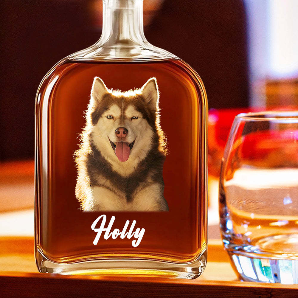 Personalisierte Whiskeyflasche mit Haustierfoto Geschenk für Männer und Ehemann zu Weihnachten