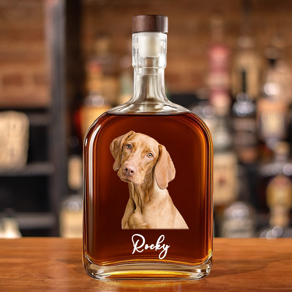 Personalisierte Whiskeyflasche mit Haustierfoto Geschenk für Männer und Ehemann zu Weihnachten