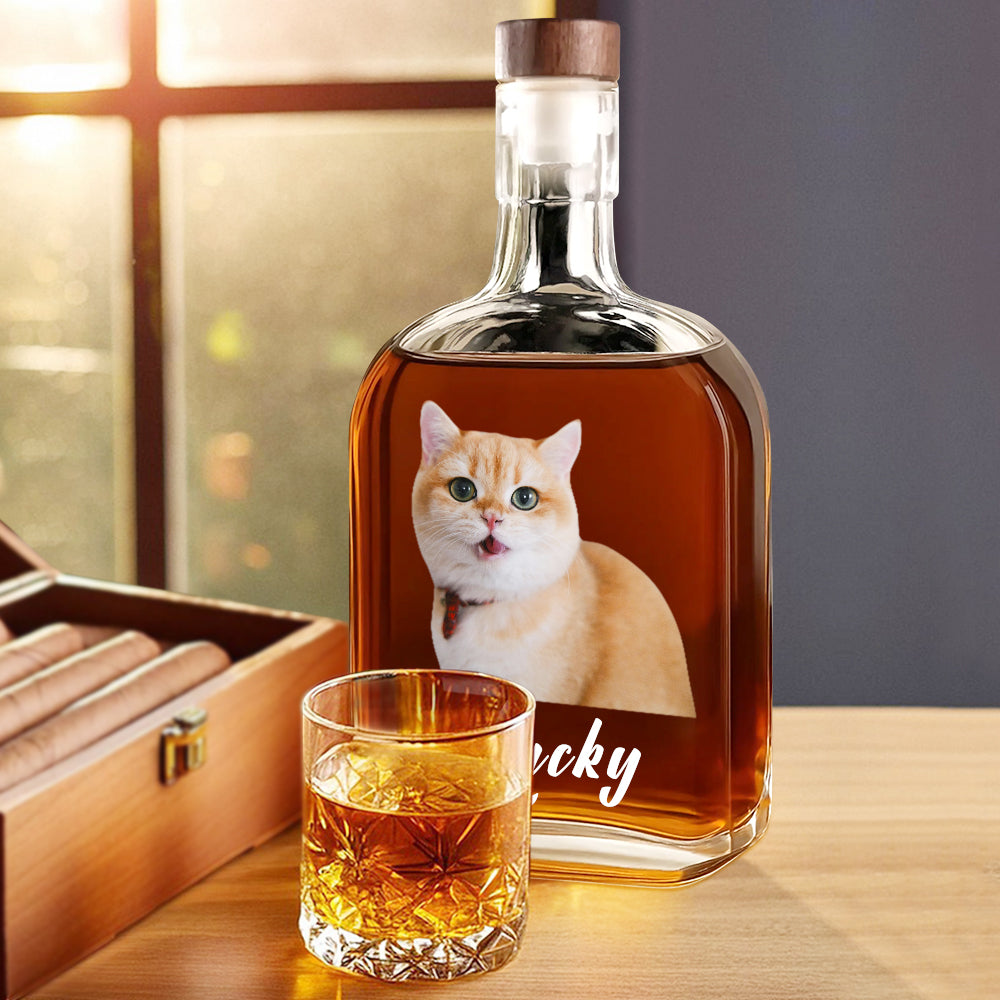 Personalisierte Whiskeyflasche mit Haustierfoto Geschenk für Männer und Ehemann zu Weihnachten