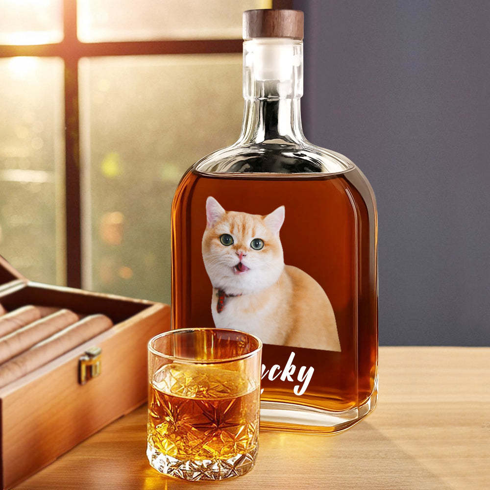 Personalisierte Whiskeyflasche mit Haustierfoto Geschenk für Männer und Ehemann zu Weihnachten