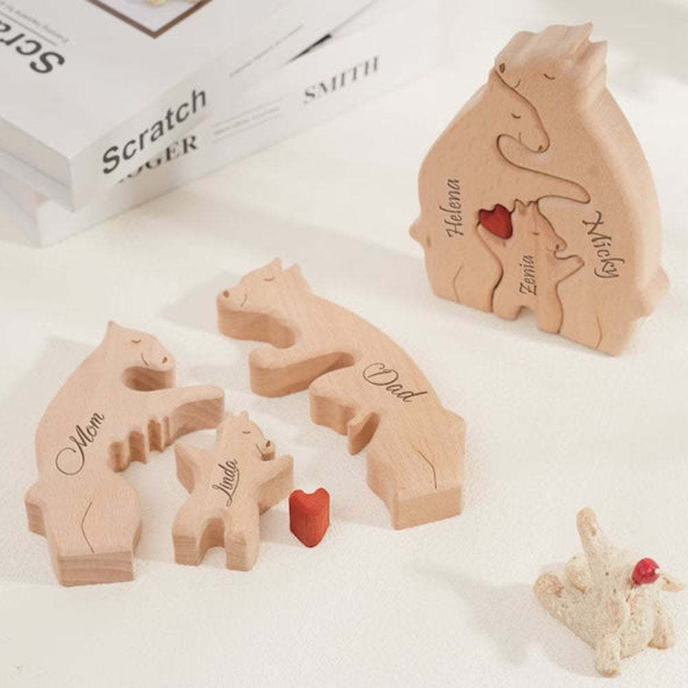 Muttertag Geschenk Personalisiertes Holz Bärenfamilien Name Puzzle Wohnkultur Andenken Geschenk
