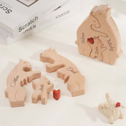 Muttertag Geschenk Personalisiertes Holz Bärenfamilien Name Puzzle Wohnkultur Andenken Geschenk