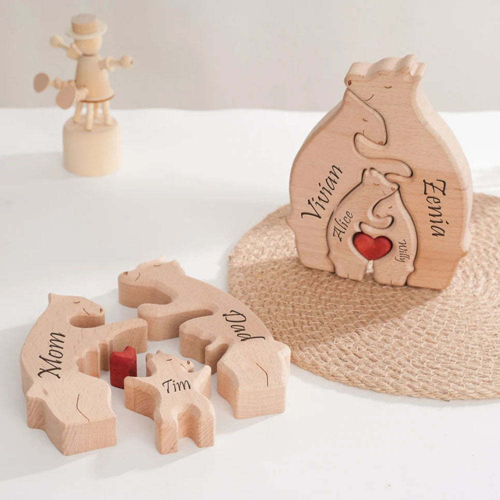 Muttertag Geschenk Personalisiertes Holz Bärenfamilien Name Puzzle Wohnkultur Andenken Geschenk
