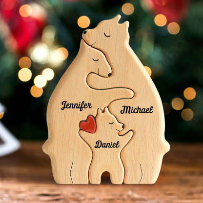Muttertag Geschenk Personalisiertes Holz Bärenfamilien Name Puzzle Wohnkultur Andenken Geschenk