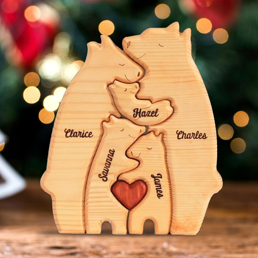 Muttertag Geschenk Personalisiertes Holz Bärenfamilien Name Puzzle Wohnkultur Andenken Geschenk