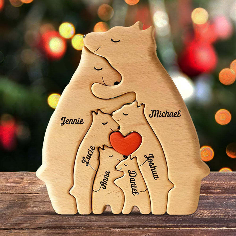 Muttertag Geschenk Personalisiertes Holz Bärenfamilien Name Puzzle Wohnkultur Andenken Geschenk