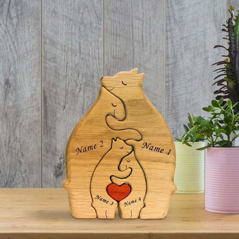 Muttertag Geschenk Personalisiertes Holz Bärenfamilien Name Puzzle Wohnkultur Andenken Geschenk