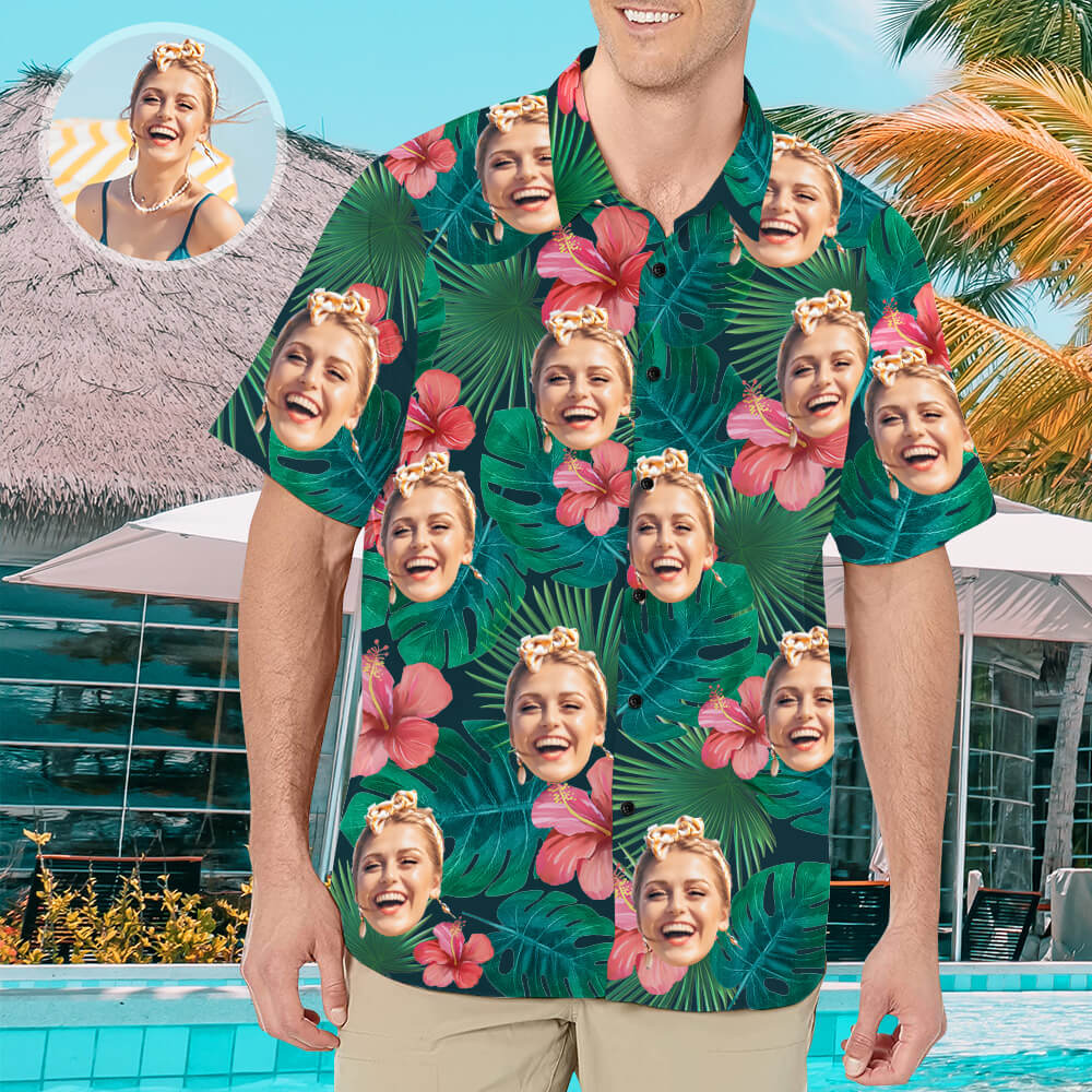 Personalisierte Hawaii-Hemd Mit Gesicht Individuelles Shirt Geschenk Für Freund Ehemann