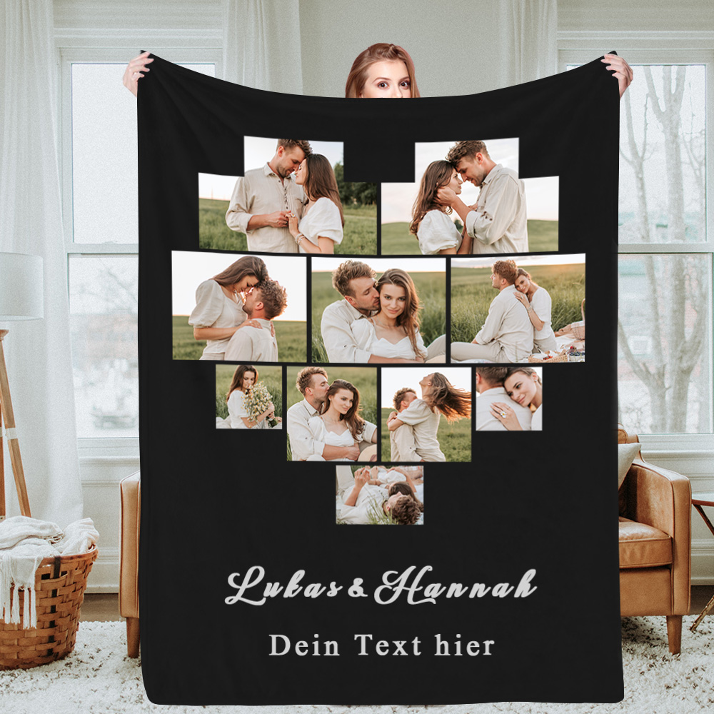 Personalisierte Collage Fotodecke Mit Text Individuelle Decke Geschenk Zur Hochzeit Jahrestag Oder Weihnachten